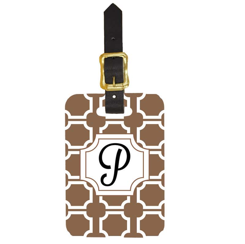 Custom Luggage Tag Art Deco Monogram Design