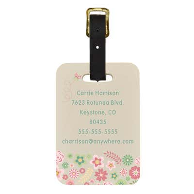 Custom Luggage Tag Floral Monogram Design - alternate view
