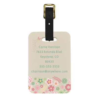 Custom Luggage Tag Floral Monogram Design - alternate view
