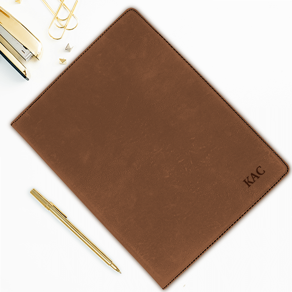 Leatherette Folio with Engraved Initial
