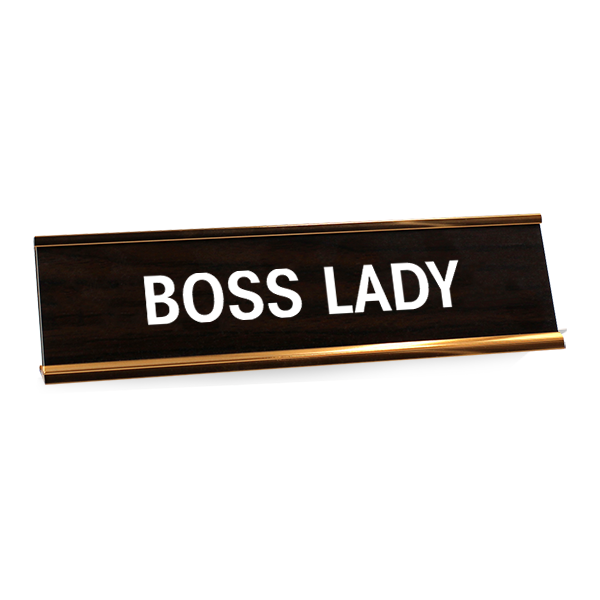 Boss Lady Engraved Plastic Funny Desk Plate with Aluminum Holder