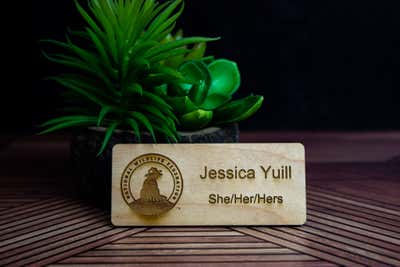 Custom Wood Engraved Name Tag - 1" x 3" - alternate view