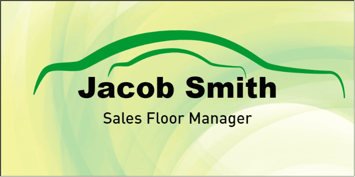 Absract Swoosh Car Dealer Name Tag