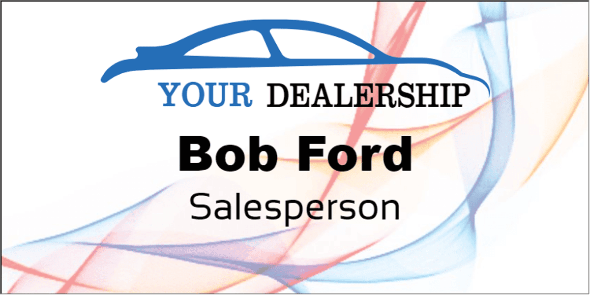 Abstract Color Car Dealer Name Tag