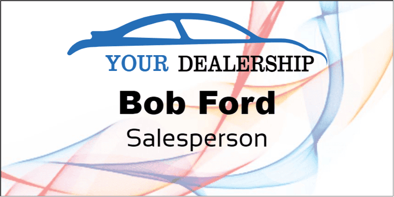 Abstract Color Car Dealer Name Tag