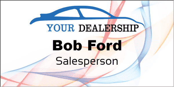 Car Dealer Abstract Full Color Name Tag