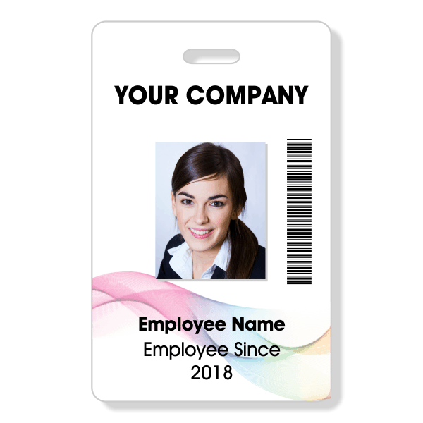 Abstract Rainbow Bar Code Photo ID Badge
