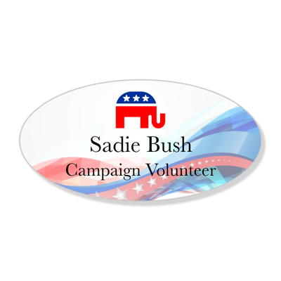 Abstract Swoosh Centered Conservative Political Name Tag