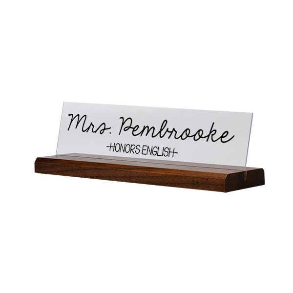 Elegant Script Teacher Full Color Acrylic Desk Name Plate