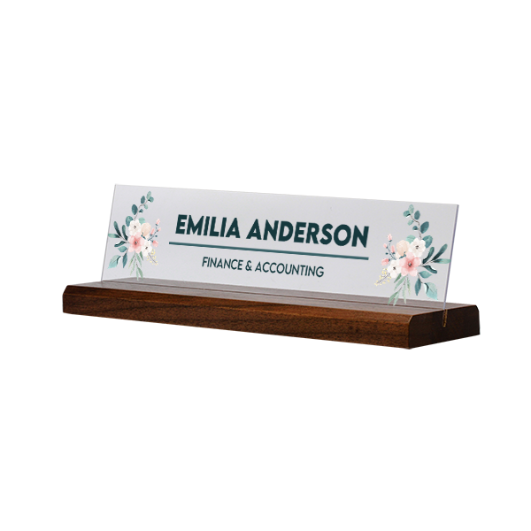 Minimalist Foliage Full Color Acrylic Desk Name Plate