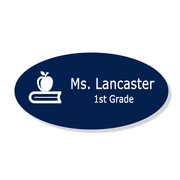 Apple on Book School Oval Name Tag