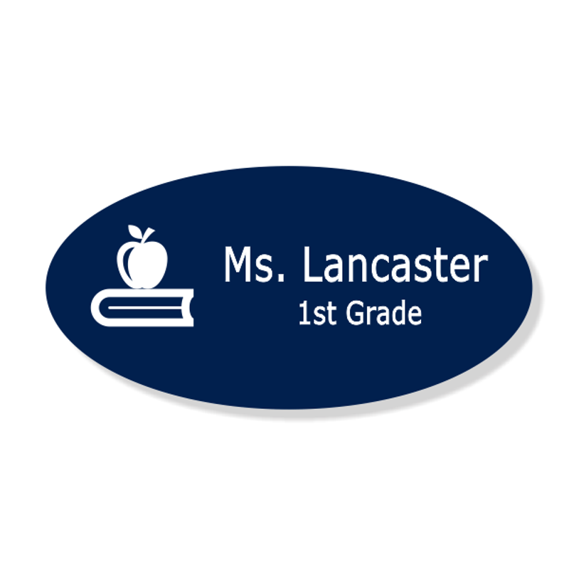 Apple on Book Oval School Name Tag