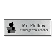 Apple on Book Stack School Name Tag