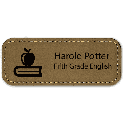 Apple on Book Teacher Leatherette Name Tag