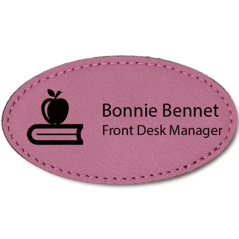 Teacher Leatherette Oval Name Tag