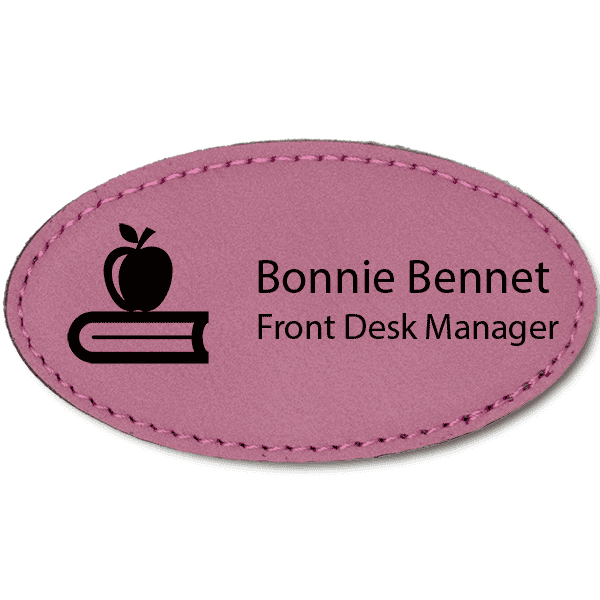 Teacher Leatherette Oval Name Tag