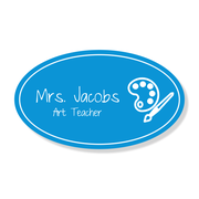 Art Teacher Oval School Name Tag