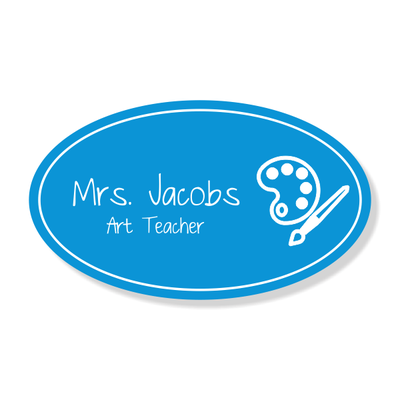 Art Teacher Oval 2 Line Name Badge