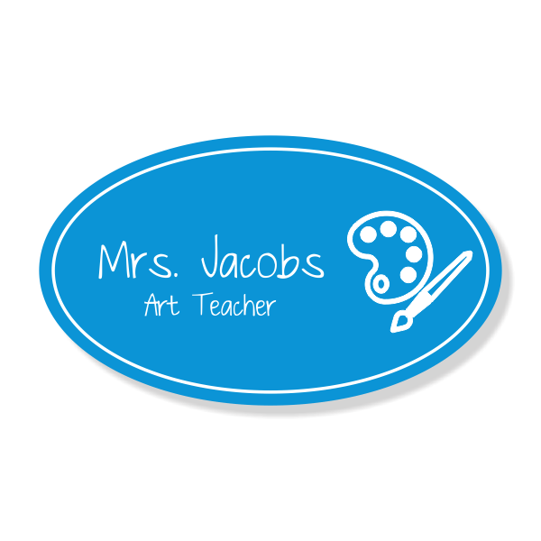 Art Teacher Oval School Name Tag
