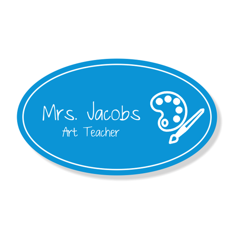 Art Teacher Oval School Name Tag