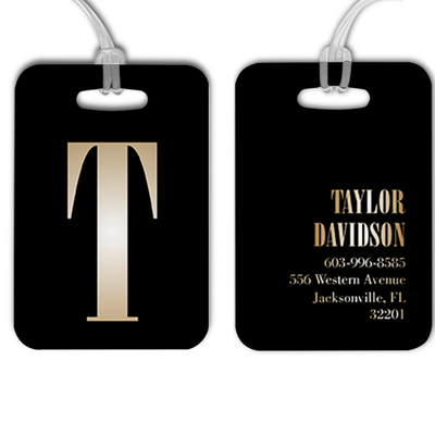 Gold Lettering Monogram Luggage Tag
