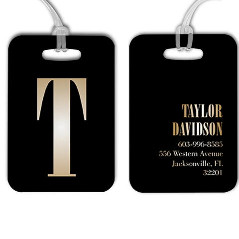 Gold Lettering Monogram Luggage Tag