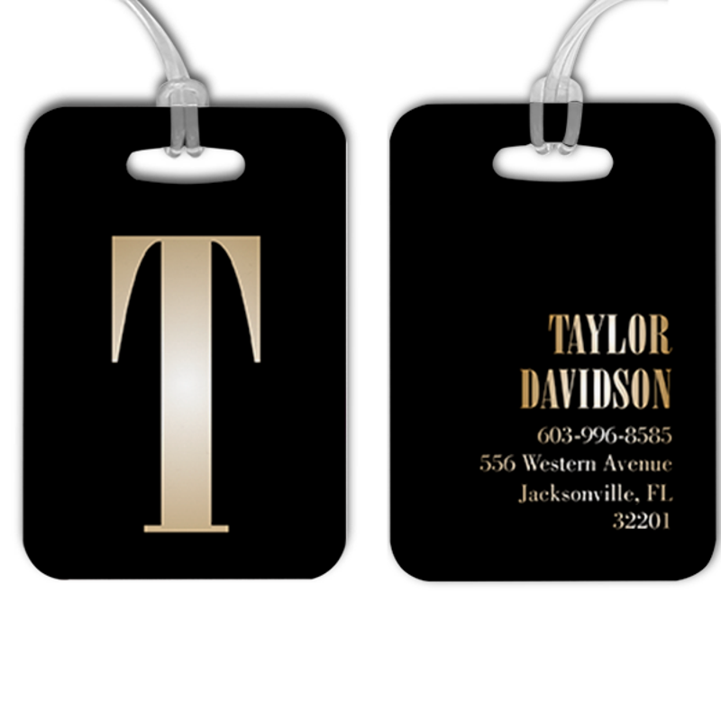 Gold Lettering Monogram Luggage Tag