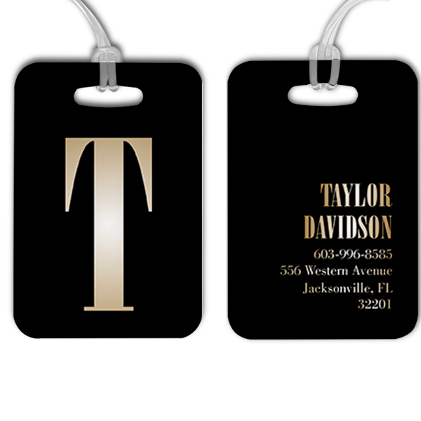 Gold Lettering Monogram Luggage Tag