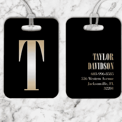 Gold Lettering Monogram Luggage Tag - alternate view