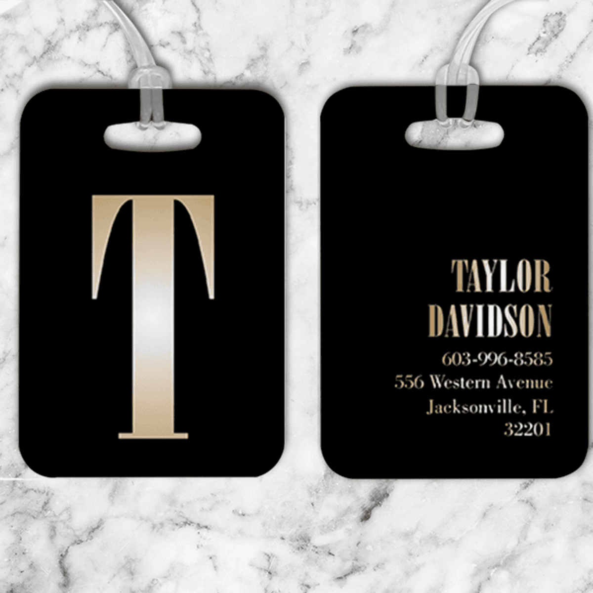 Gold Lettering Monogram Luggage Tag