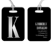 Silver Lettering Monogram Luggage Tag