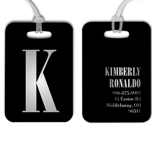 Silver Lettering Monogram Luggage Tag
