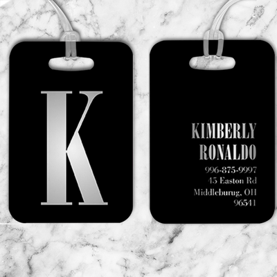 Silver Lettering Monogram Luggage Tag - alternate view