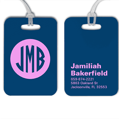 Traditional Monogram Lettering Luggage Tag