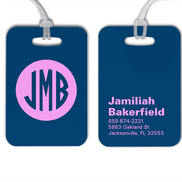 Traditional Monogram Lettering Luggage Tag