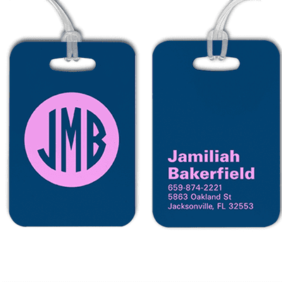 Traditional Monogram Lettering Luggage Tag