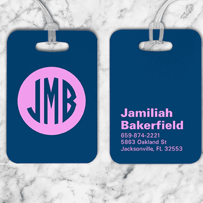 Traditional Monogram Lettering Luggage Tag - alternate view