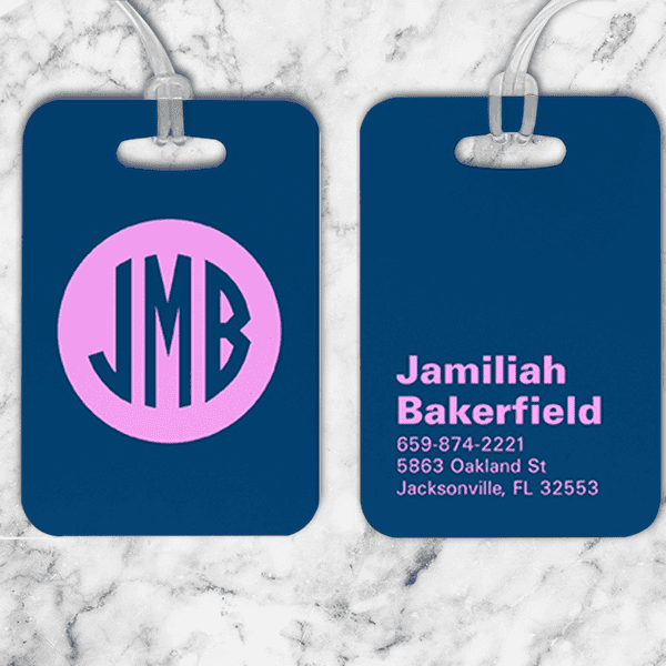 Traditional Monogram Lettering Luggage Tag