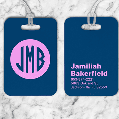 Traditional Monogram Lettering Luggage Tag - alternate view