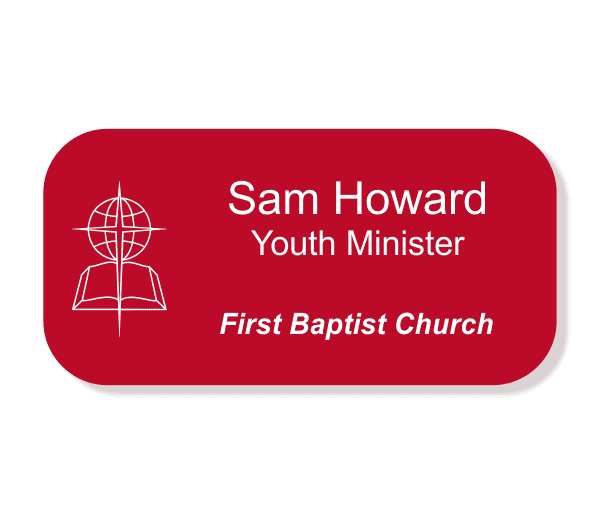Baptist Engraved Large Rectangle Name Tag 