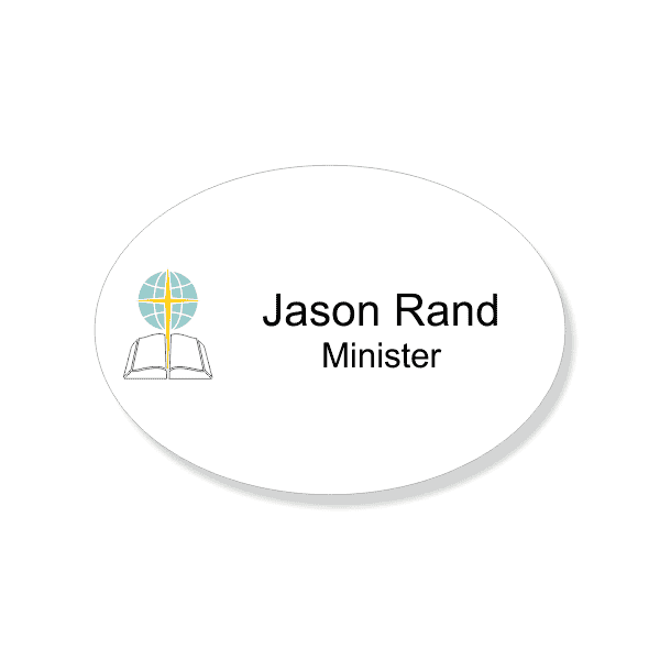 Baptist Full Color Oval Name Tag 