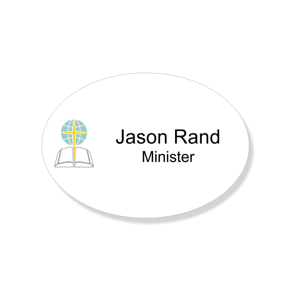 Baptist Full Color Oval Name Tag 