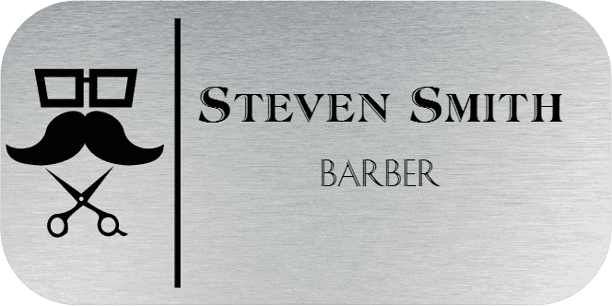 Barber Shop 2 Line Rounded Rectangle Hair Salon Name Tag
