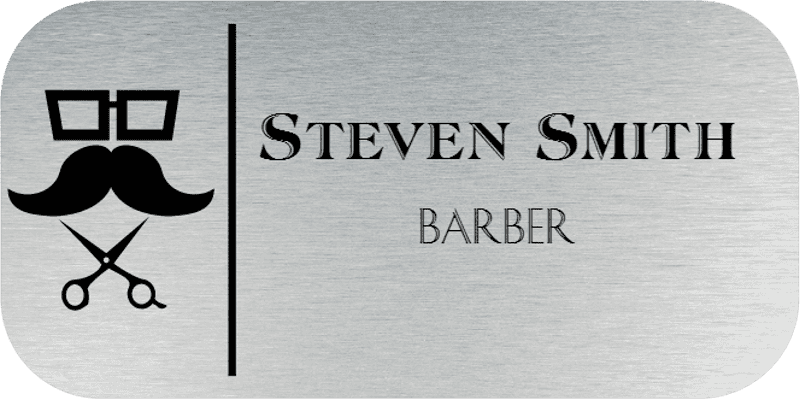 Barber Shop 2 Line Rounded Rectangle Hair Salon Name Tag