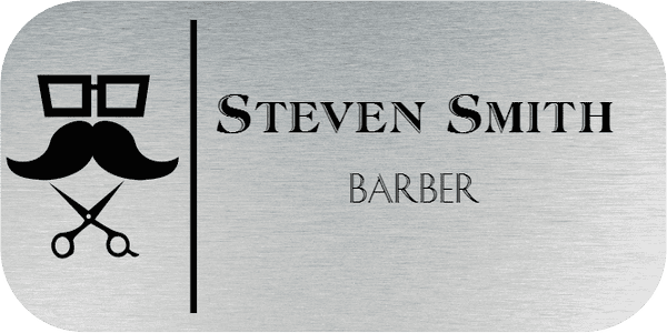 Barber Shop 2 Line Rounded Rectangle Name Tag