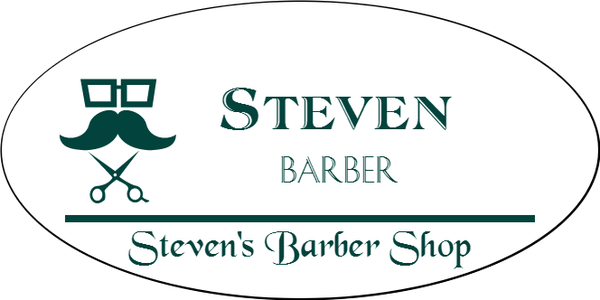 Barbershop 3 Line Oval Name Tag