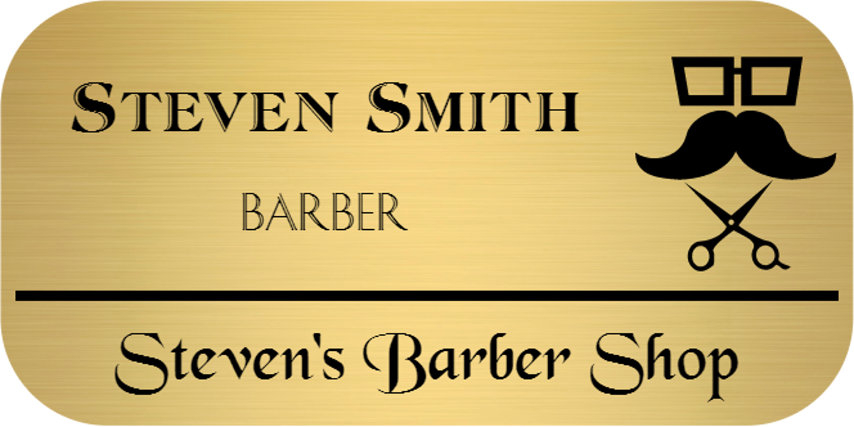 Barber Shop 3 Line Rounded Rectangle Boutique Name Tag