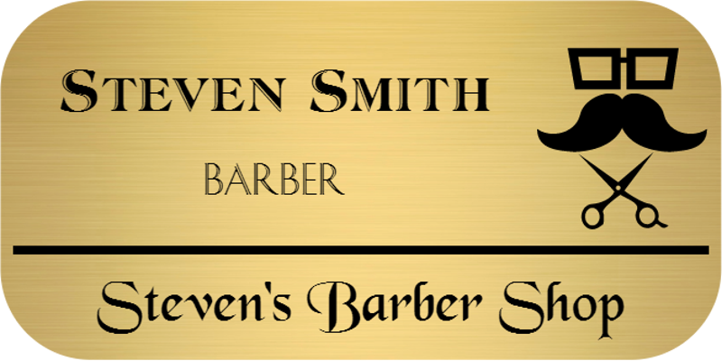 Barber Shop 3 Line Rounded Rectangle Boutique Name Tag