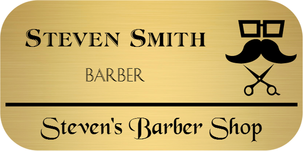 Barber Shop 3 Line Rounded Rectangle Name Tag