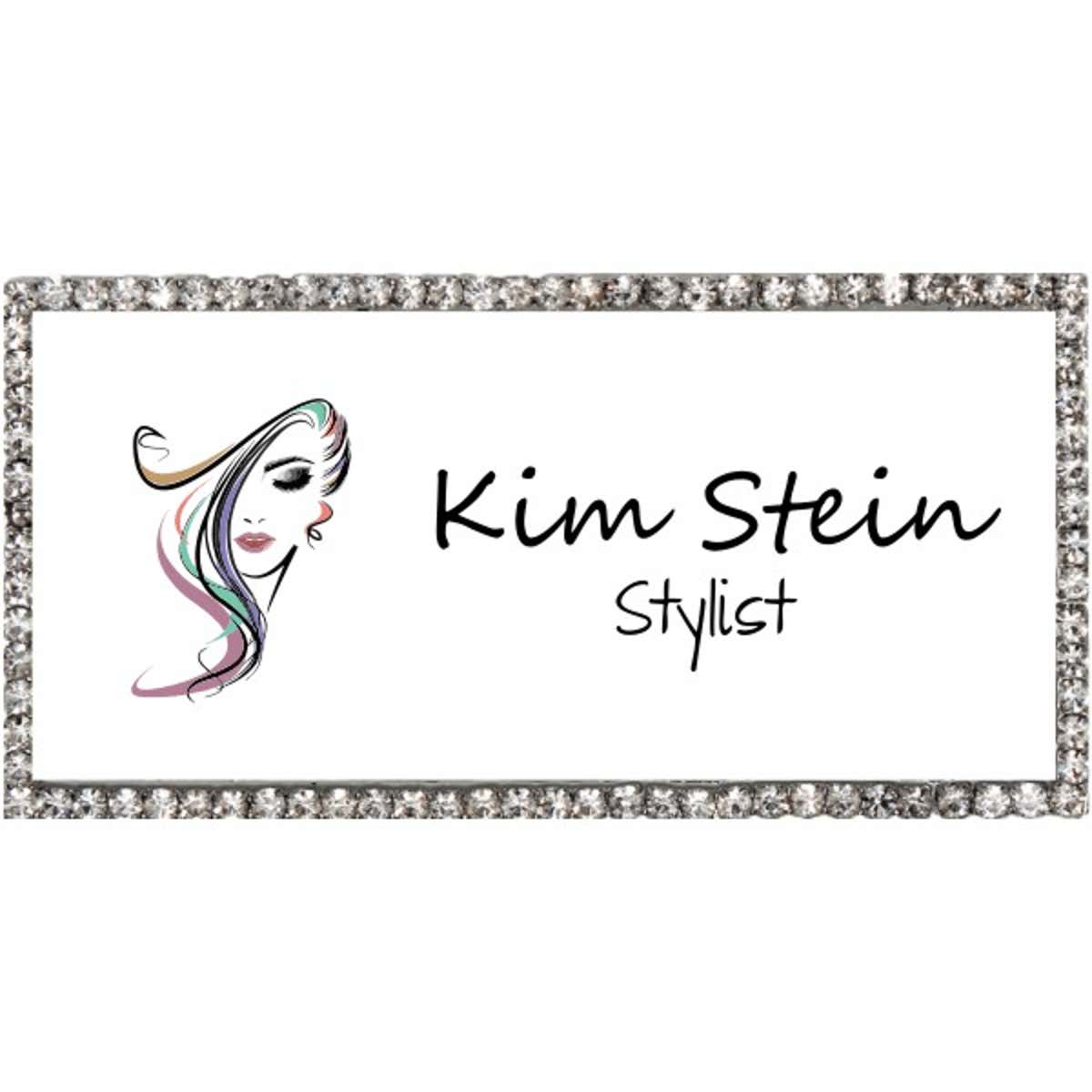 Bedazzled Hair Stylist Name Tag